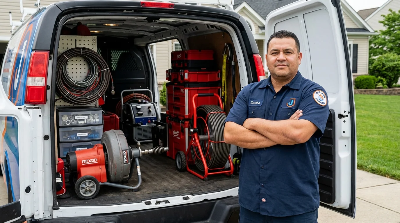 Professional drain cleaning equipment and Johns Plumbing LLC plumber in Rutland