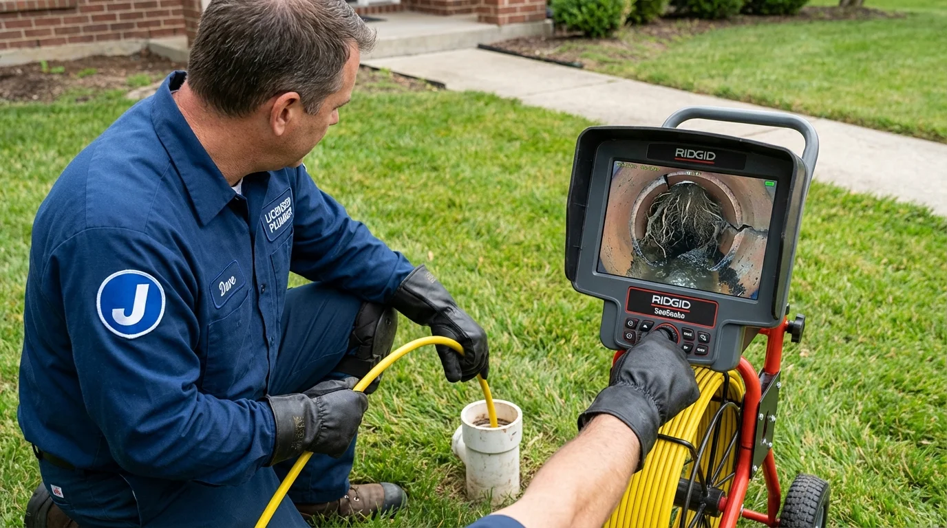 Sewer camera inspection being performed by Johns Plumbing LLC in Rutland